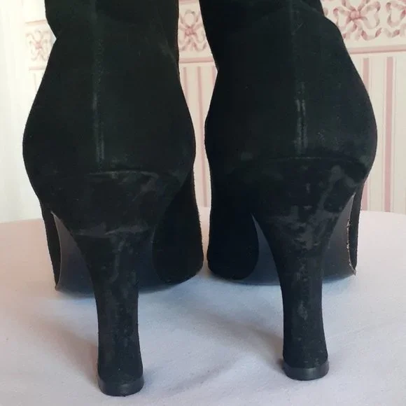 St. John Black Ankle Boots with Gold Accent - Picture 6 of 15